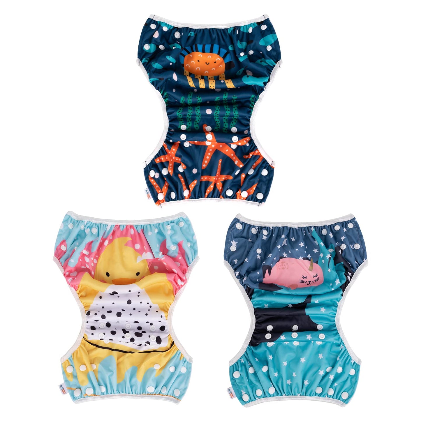 Alvababy Large Cloth Swim Diaper 3Pcs Baby/Toddler/Infant Snap Reusable Adjustable Swimming Diaper Baby Boy And Girl 3Zswy28