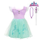 Dressy Daisy Princess Mermaid Dress Up Clothes Halloween Fancy Party Tulle Skirt Summer Outfit With Accessories For Baby Girls,