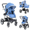 BABY JOY Baby Stroller, 2-in-1 Convertible Bassinet Reclining Stroller, Foldable Pram Carriage with 5-Point Harness, Including C