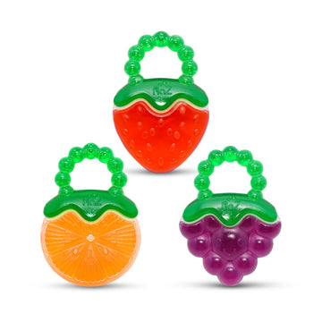 RaZbaby Fruit Koolers 3-Pack Koolers Water-Filled Teethers - Fun Fruit-Inspired Cooling Relief for 3M+ | Safe, BPA-Free Teether 
