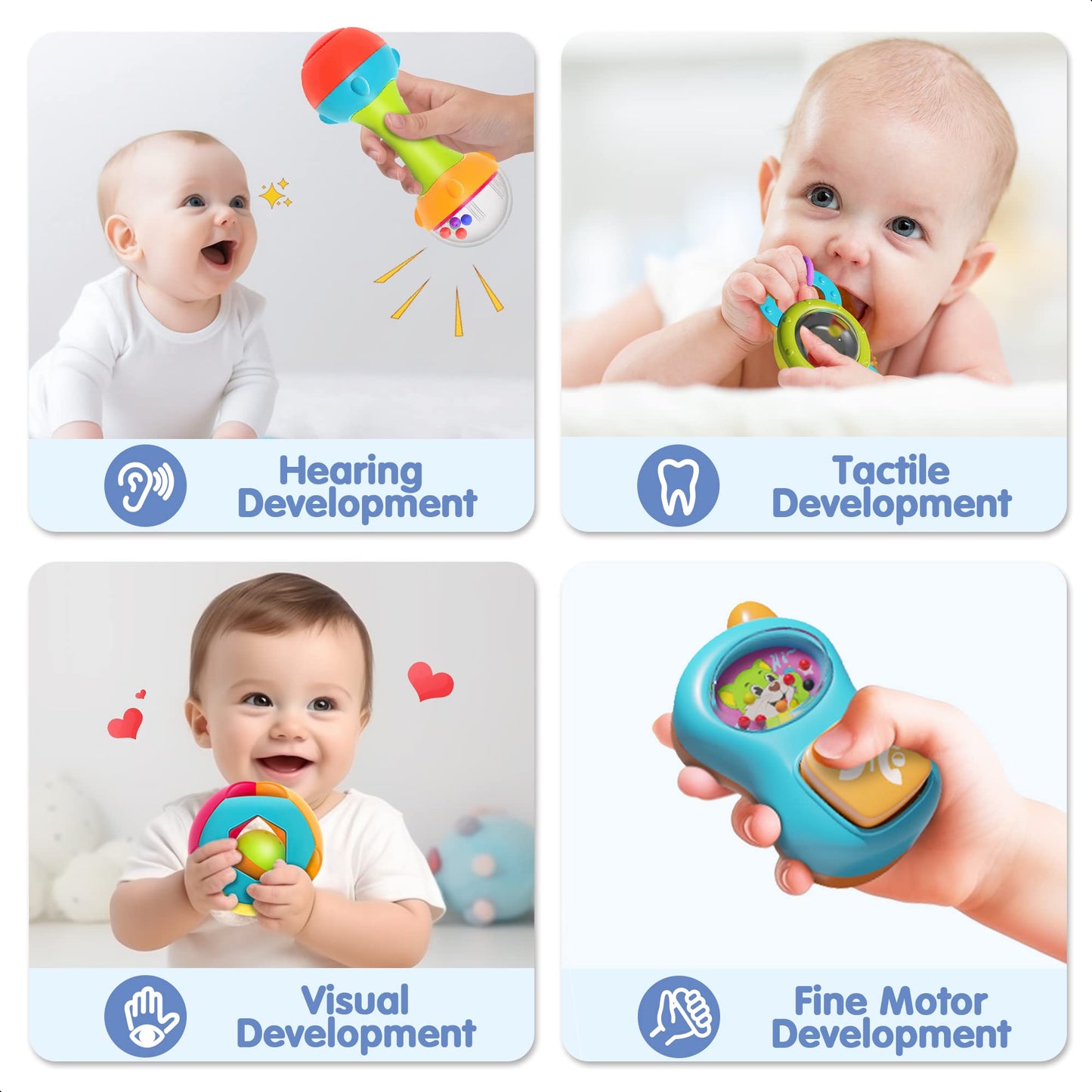 iPlay, iLearn 10pcs Baby Rattles Toys Set, Infant Grab Shake Rattle, Sensory Teether, Babies Development Learning Music Toy, New