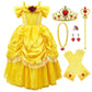 Tyhtym Princess Costumes Little Girls Dress Up Fancy Halloween Christmas Party (Yellow, 4-5T)