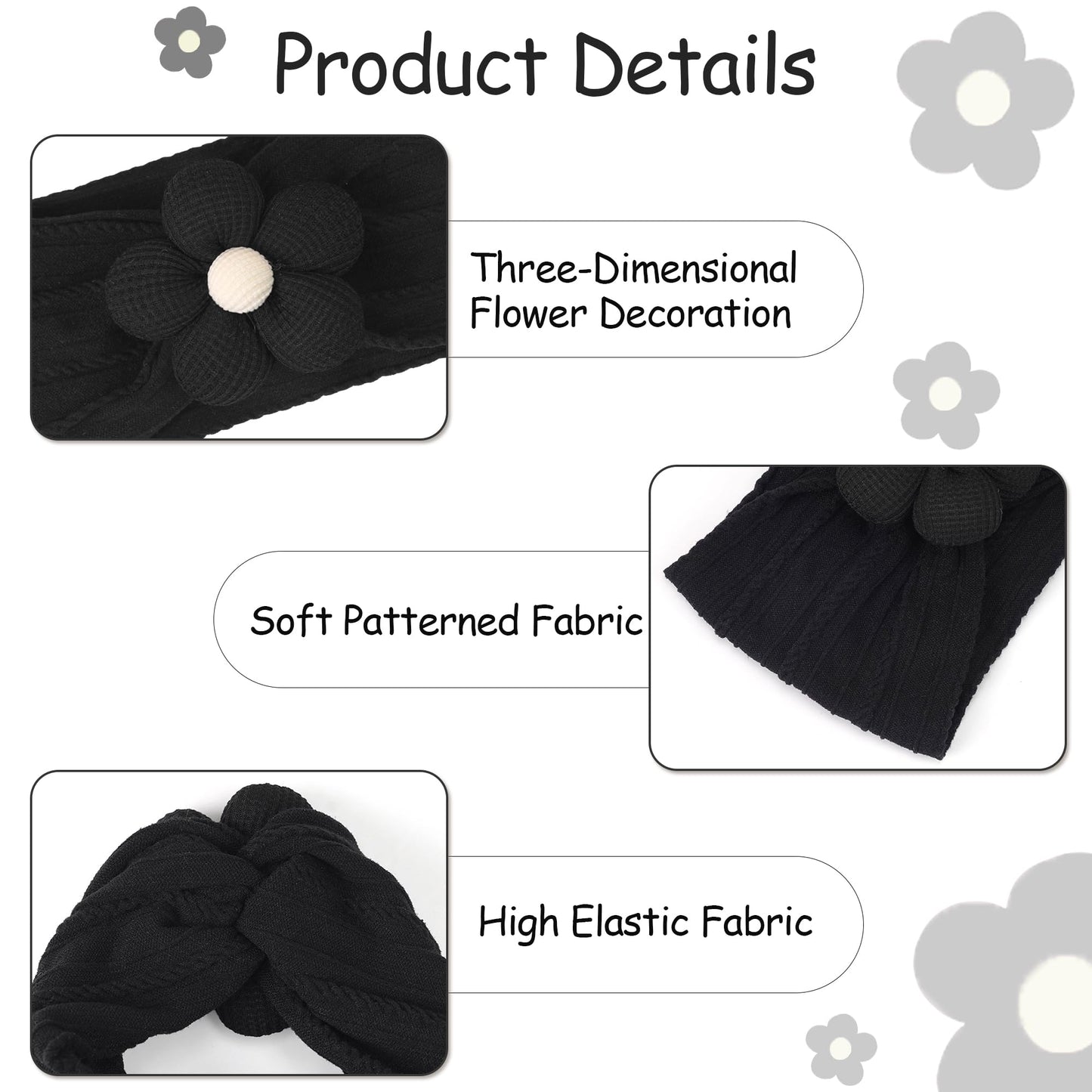 C?Llot Baby Flower Headbands Baby Girls Nylon Headbands Baby Essentials Stretchy Hairbands Handmade Hair Accessories For Newborn