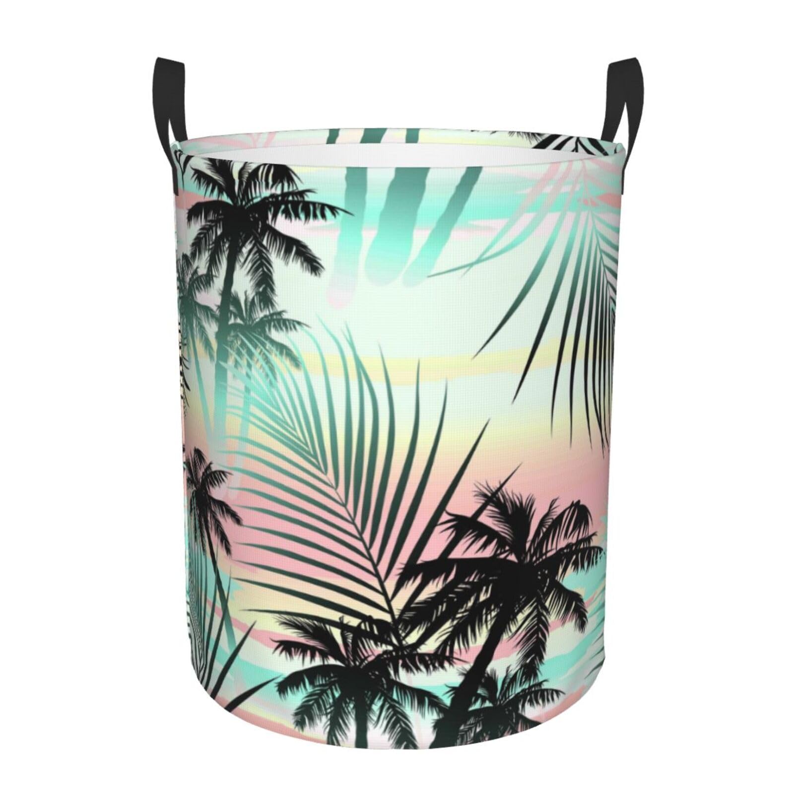 Pevtufa Tropical Summer Palm Foldable Laundry Basket Organizer,Fabric Clothes Toy Storage Basket Nursery Hamper Storage Bin For 
