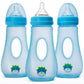 Avima Easy Grip Anti Colic Baby Bottles, BPA Free, 8 oz. Wide Neck with Medium Flow Silicone Nipples, Blue (Pack of 3)