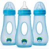 Avima Easy Grip Anti Colic Baby Bottles, BPA Free, 8 oz. Wide Neck with Medium Flow Silicone Nipples, Blue (Pack of 3)