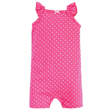 Hudson Baby Unisex Baby Cotton Rompers, Pink Strawberry, 9-12 Months