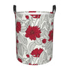 Pevtufa Leaves And Anemone Flowers In Red Grey Foldable Laundry Basket Organizer,Fabric Clothes Toy Storage Basket Nursery Hampe