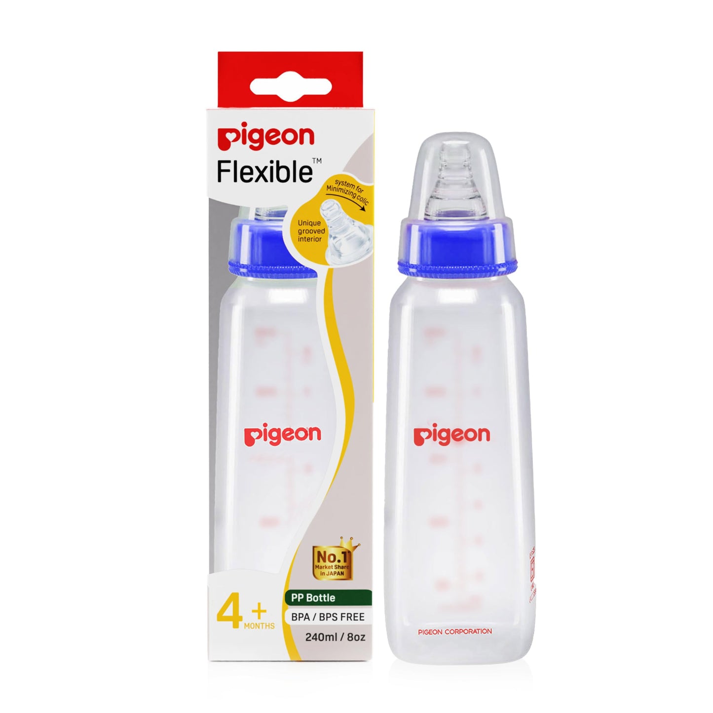 Pigeon Peristaltic Nursing Bottle Kpp 240Ml Blue Nipple M | Baby Feeding Bottle