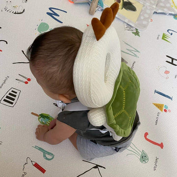 Bebamour Baby Walkers Head Protector Toddler Adjustable Baby Safety Pad Backpack Wear For Crawling With Safety Leash (White, Tor