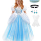 Axaxa Girls Cinderella Costume Halloween Princess Dress Up Fancy Birthday Party Ball Gown With Accessories
