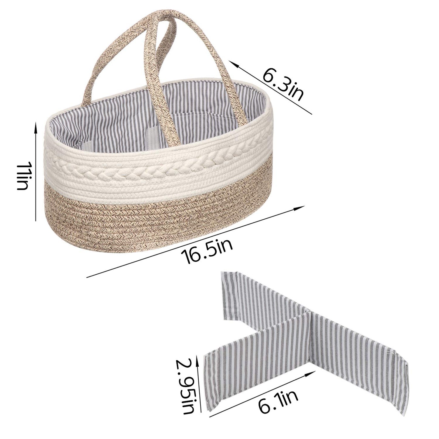 Maxgoods Baby Diaper Caddy Organizer -100% Cotton Baby Basket Bin With Removable Divider -Portable Tote Bag Storage Basket For B