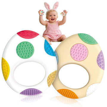 Gaiabliss Easter Eggs Baby Teething Toys, Basket Essentials Stuffers Silicone Egg Teether Toys for Infant & Babies & Toddlers, B