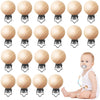 24 Pieces Natural Beech Wood Pacifier Clips Teething Grasping Toy Suspender Clips Charm Diy Pacifier Clips Holder Accessories