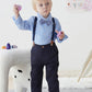 Salnier Toddler Dress Suit Baby Boys Clothes Sets Bowtie Shirts + Suspenders Pants 3Pcs Gentleman Outfits Suits 6 Month - 6 Year