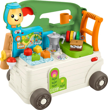 Fisher-Price Baby to Toddler Toy Laugh & Learn 3-in-1 On-the-Go Camper Walker & Activity Center with Smart Stages for Ages 9+ Mo