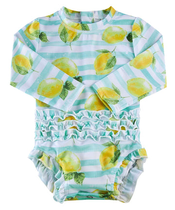 Uideazone Newborn Toddler Girls Swimsuit Rash Guard Bathing Suit Sun Protection Swimwear Long Sleeve Beach Surf Shirt 3-6 Months