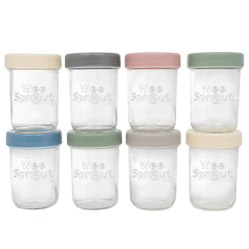 Weesprout Glass Baby Food Storage Jars W/Lids (8 Oz, 8 Pack Set) Snack, Puree, Reusable Small Containers, Breast Milk, Fridge Or