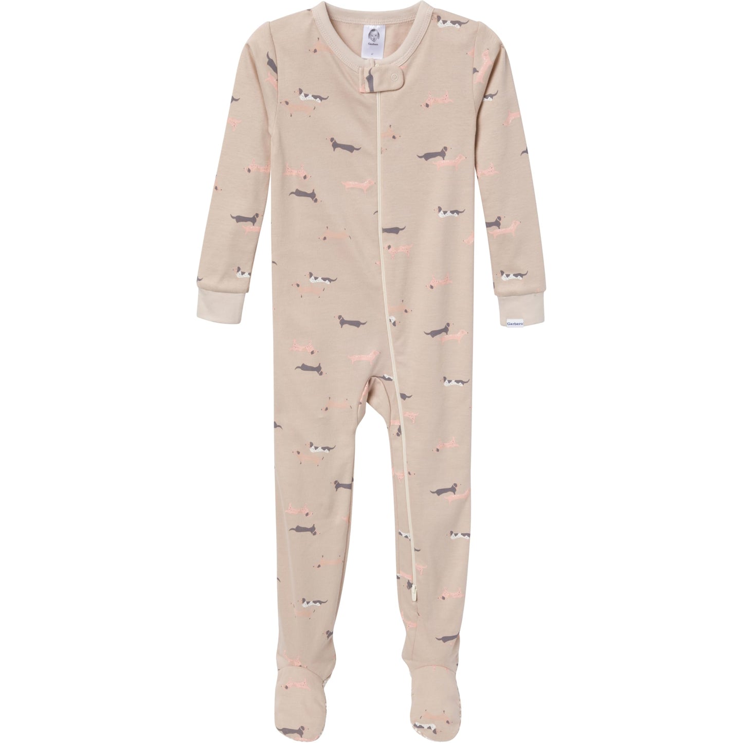 Gerber Unisex-Baby 2-Pack Footed Pajamas, Dog, 0-3 Months