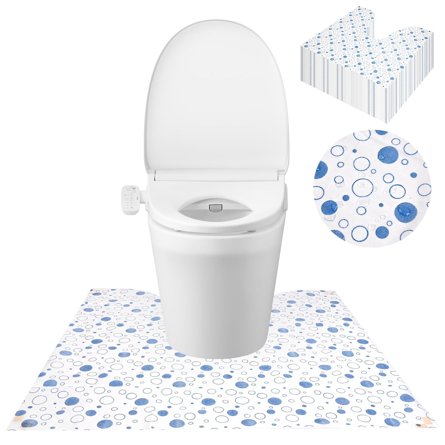 ZSYLYTKV 50 Pack Disposable Toilet Mats Toilet Floor Protector from Urine U-Shape Toilet Training Rug Waterproof Non-Slip Bathro