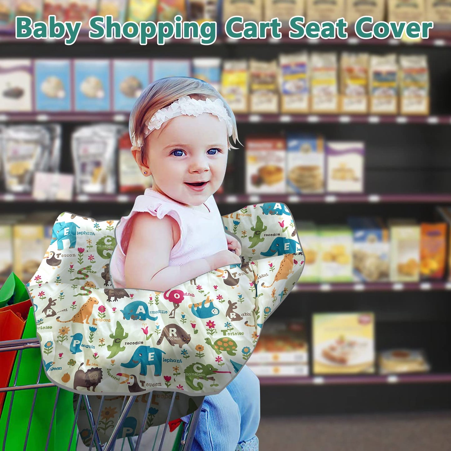 Shopping Cart Cover For Baby, High Chair Cover, Cart Cover For Babies, Kids& Toddlers, Portable 2-In-1 Design, Includes Free Car