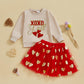 Lagkiyoj Toddler Girl Valentines Day Outfit Letter Heart Long Sleeve Sweatshirt Topstutu Skirt Girls Valentines Day Dress (Apric