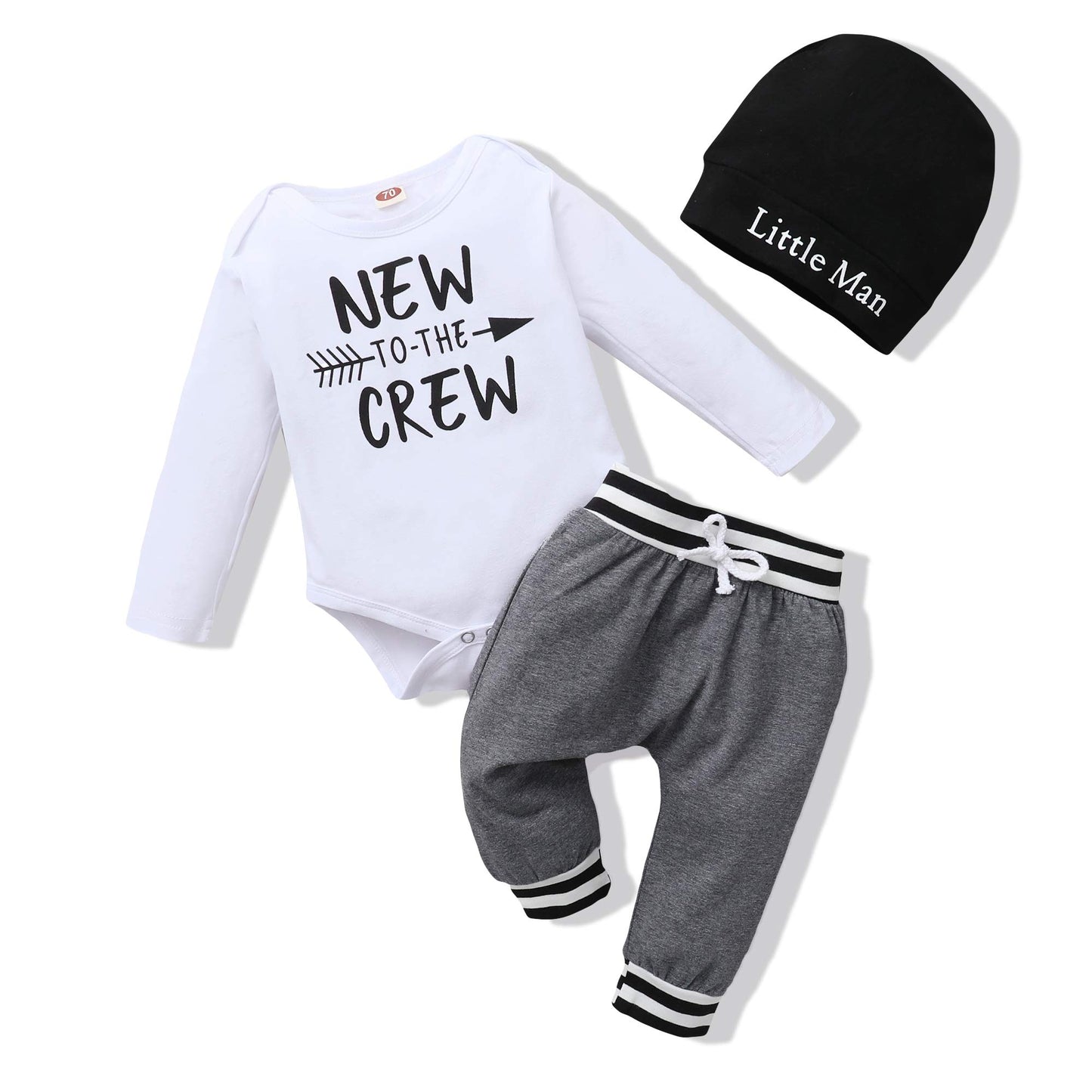 Renotemy Infant Baby Boy Outfits Long Sleeve New To The Crew Toddler Boy Clothes Outfits Fall Winter Baby Boy Clothes 6-9 Months