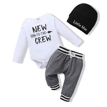 Renotemy Infant Baby Boy Outfits Long Sleeve New To The Crew Toddler Boy Clothes Outfits Fall Winter Baby Boy Clothes 6-9 Months