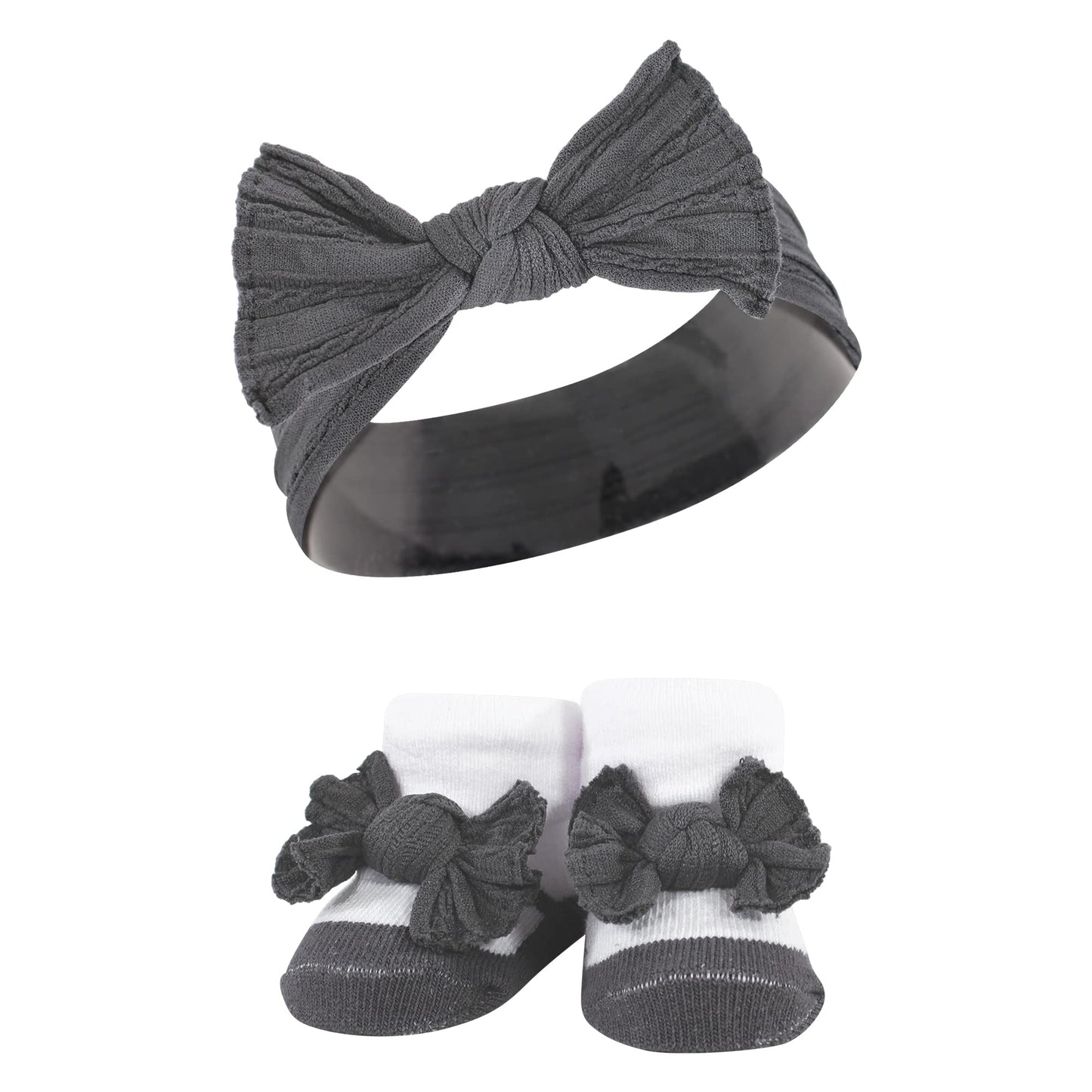 Hudson Baby Baby Girls' Headband And Socks Giftset, Black Wild Rose Leopard, One Size