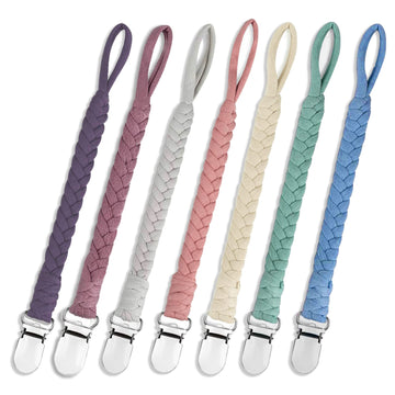 7 Pcs Pacifier Clips For Baby Girls & Boys, Handmade Braided Pacifier Clip Cotton Binky Clips Fits All Pacifiers Pacifier Holder