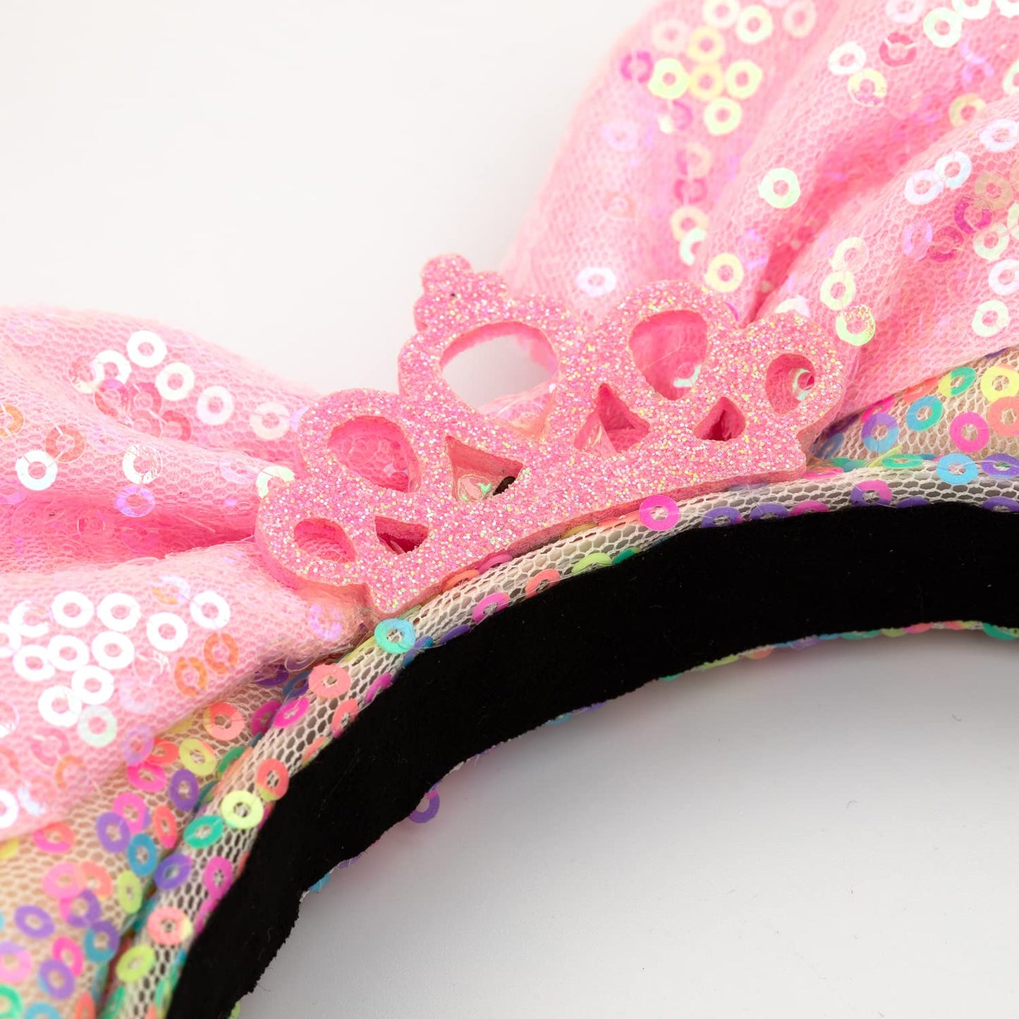 Foeran Mouse Ears Headbands Shiny Bows Mouse Ears Glitter Party Princess Decoration Cosplay Costume For Girls Women (Rainbow-2)