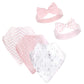 Hudson Baby Unisex Baby Cotton Bib And Headband Or Caps Set, White Bunny, One Size