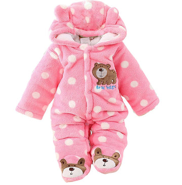 Gaorui Newborn Baby Jumpsuit Outfit Hoody Coat Winter Infant Rompers Toddler Clothing Bodysuit Pink