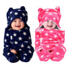 Oyo Baby Dark Blue & Pink Star Hooded Baby Blanket  UltraSoft Fleece Swaddle With Booties, 06 Months | Cozy Infant Sleep Sack