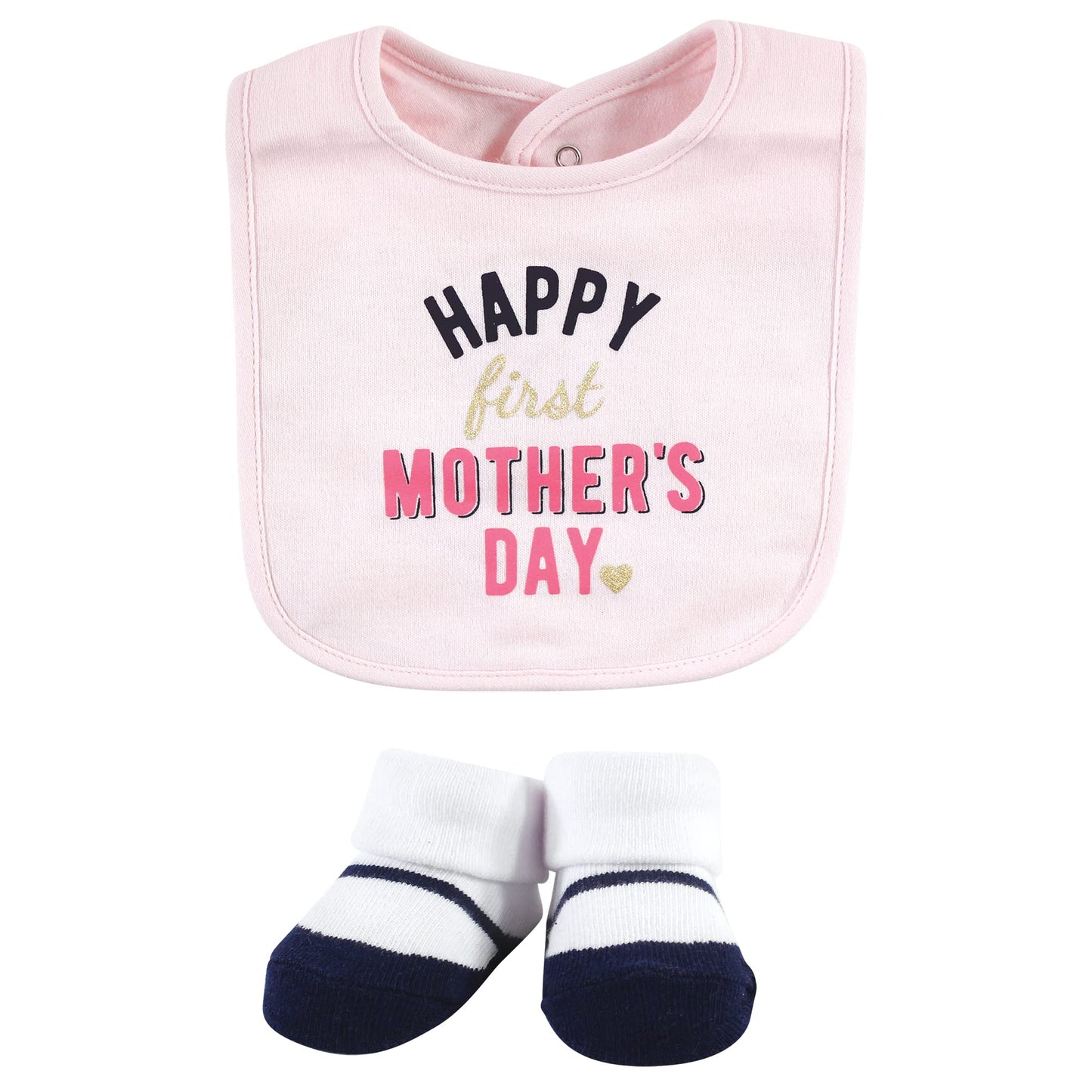 Hudson Baby Unisex Baby Cotton Bib And Sock Set, Girl Mothers Fathers Day, One Size