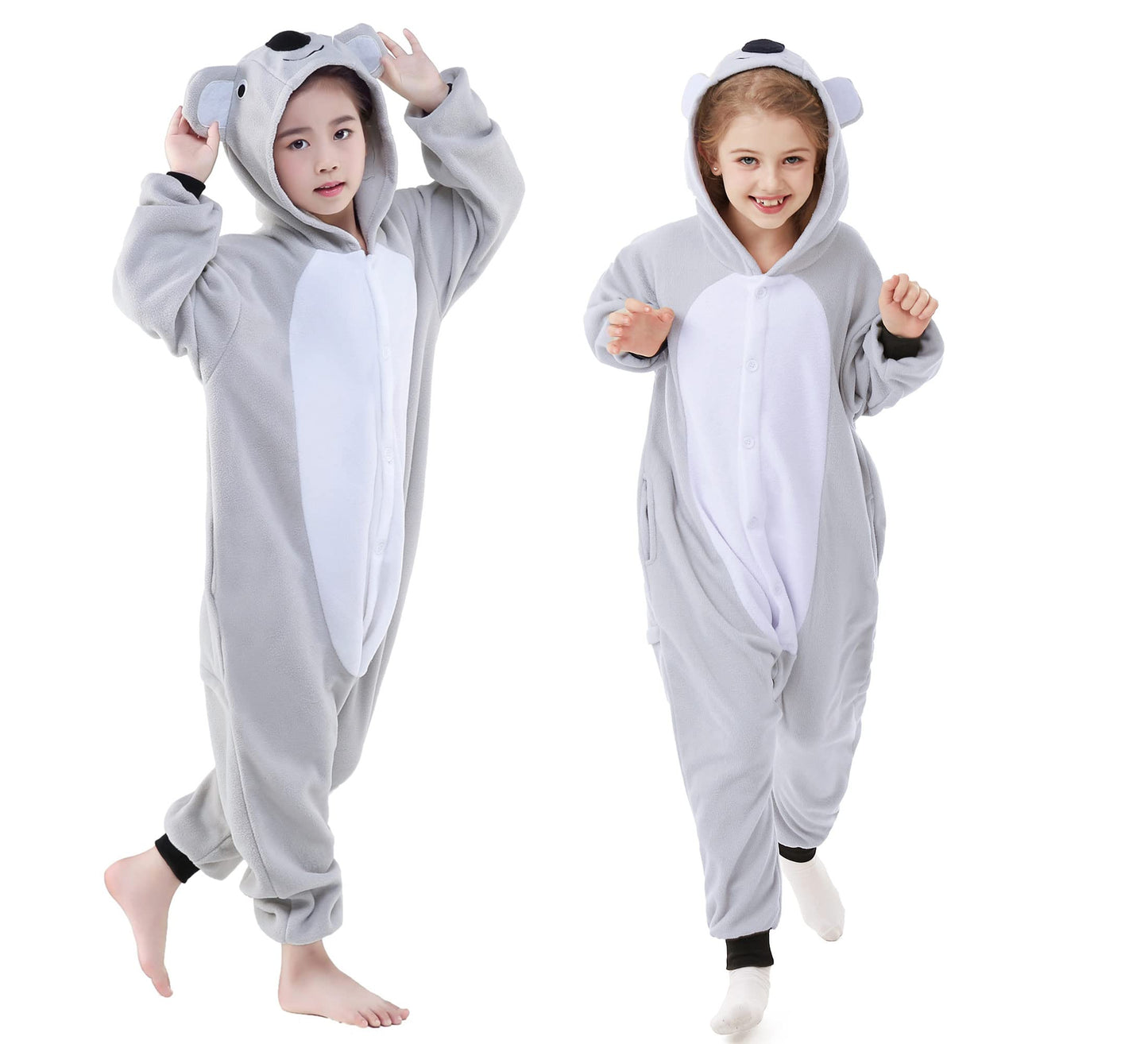 Canasour Koala Onesie Halloween Kids Cosplay Costume Girls Animal Unisex Outfuit One Piece Hooded Farm Soft Pajamas Grey Party 1