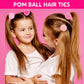 Lusofie 4 Pairs Pom Pom Hair Ties Fluffy Elastic Hair Baby Ties Hair Accessories Bows Stretchy Nylon Hairbands