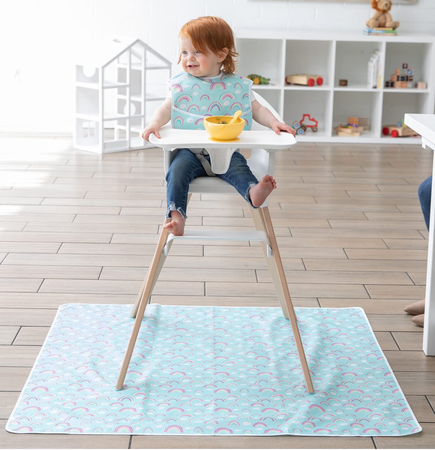 Bumkins Baby Splat Mat For Under High Chair, Waterproof Washable Cloth For Arts And Crafts, Playtime Mats For Kids, Floors Or Ta