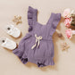 Younger Tree Toddler Baby Girl Ruffled Sleeveless Romper Casual Summer Jumpsuit Cotton Linen Clothes (Light Purple, 6-12 Months)