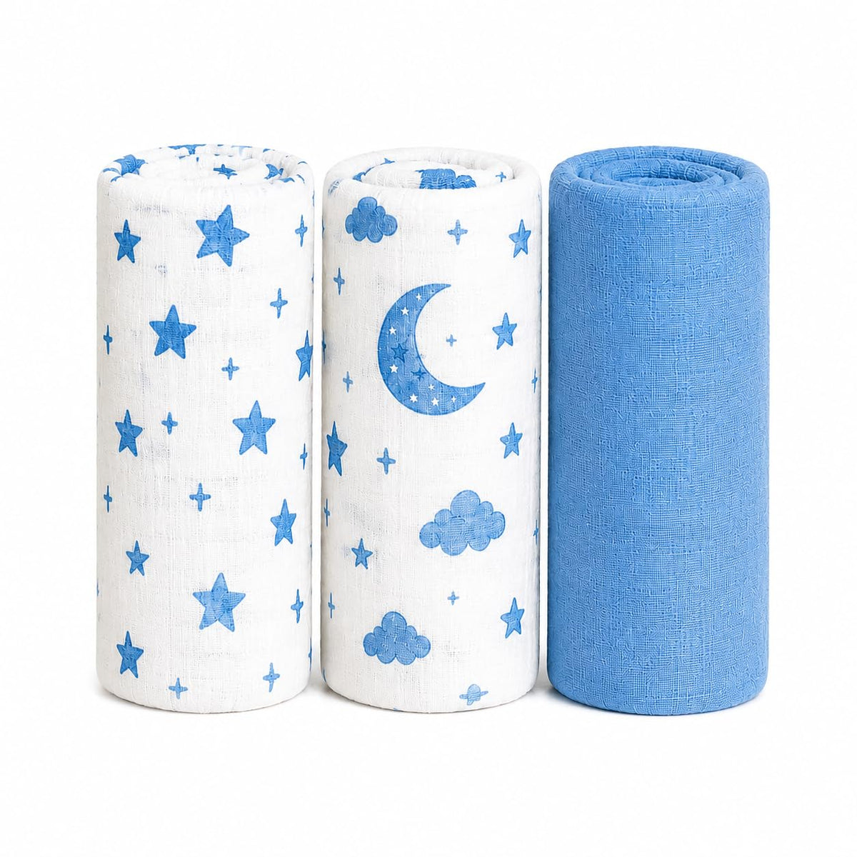 VIORAA BABY Muslin Swaddle Blanket for New Born Baby (Blue)