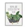 Stupell Industries Botanical Bath Phrase Gray Framed Giclee Art Design By Lanie Loreth