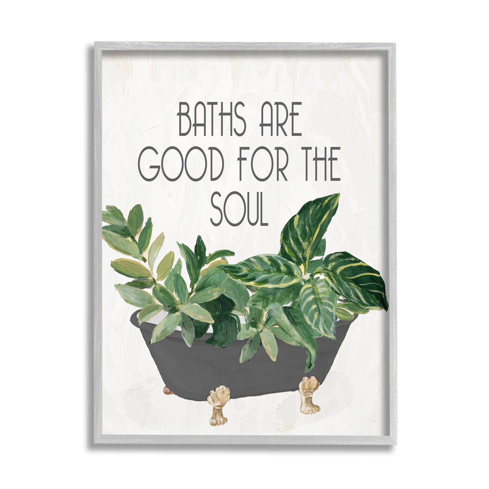 Stupell Industries Botanical Bath Phrase Gray Framed Giclee Art Design By Lanie Loreth