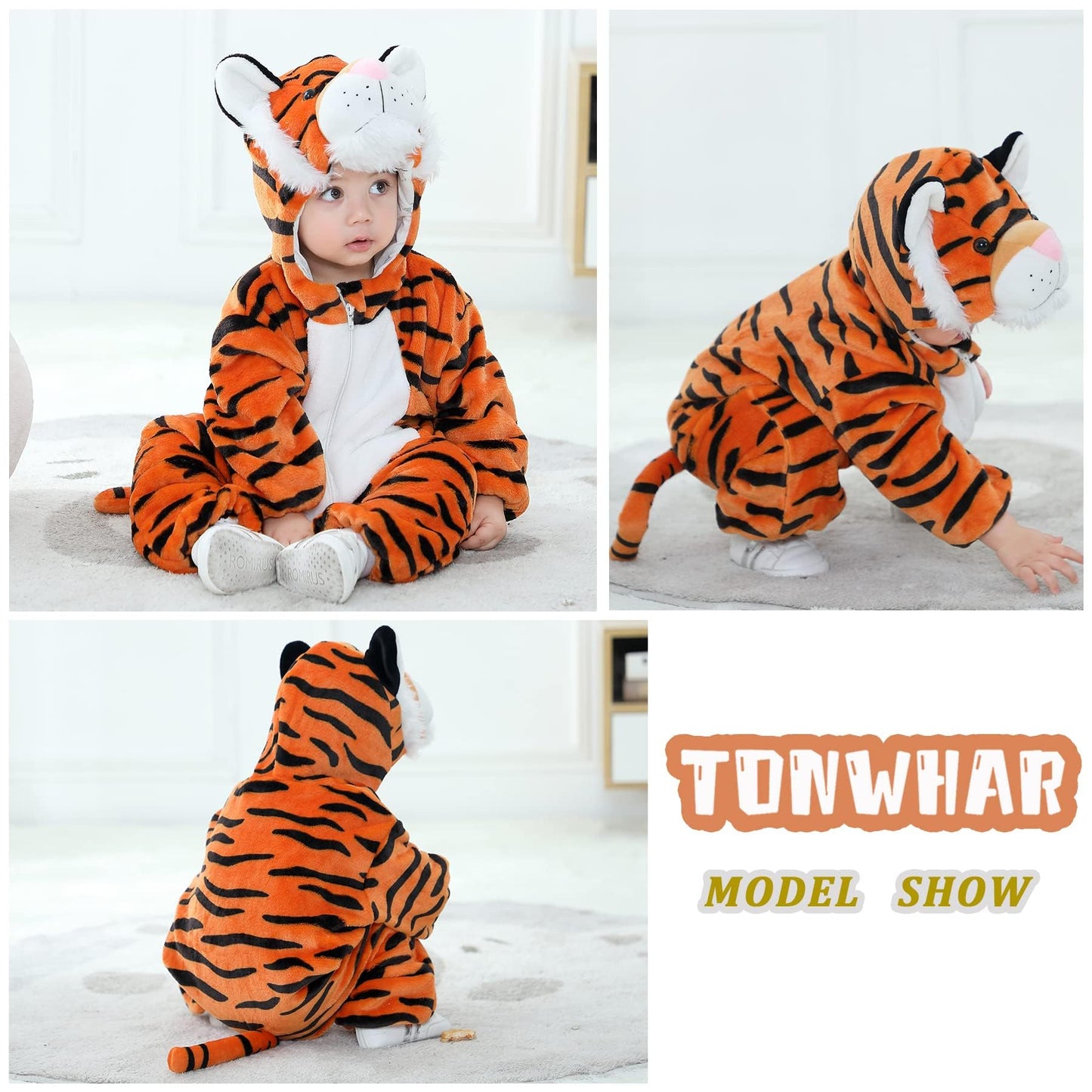 Tonwhar Baby Boy'S Girl'S Animal Bodysuit Infant And Toddler'S Romper Jumpsuit Halloween Costume Partywear(6-12 Months)