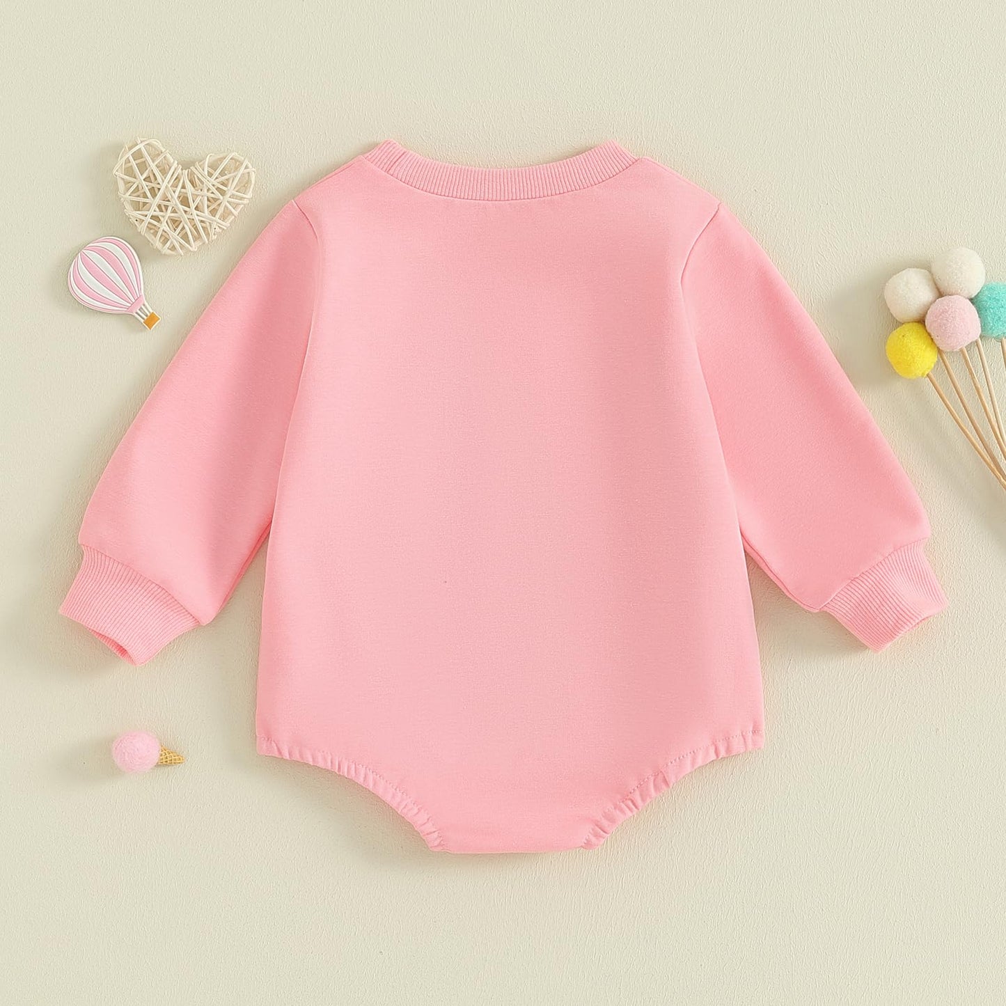 Fiomva Newborn Baby Girl Valentines Day Outfit Toddler Sweathirt Bubble Romper Infant Boy Oversized Onesie Clothes (U Love Babe