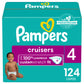 Pampers Cruisers Diapers - Size 4, 124 Count, Disposable Active Baby Diapers with Custom Stretch