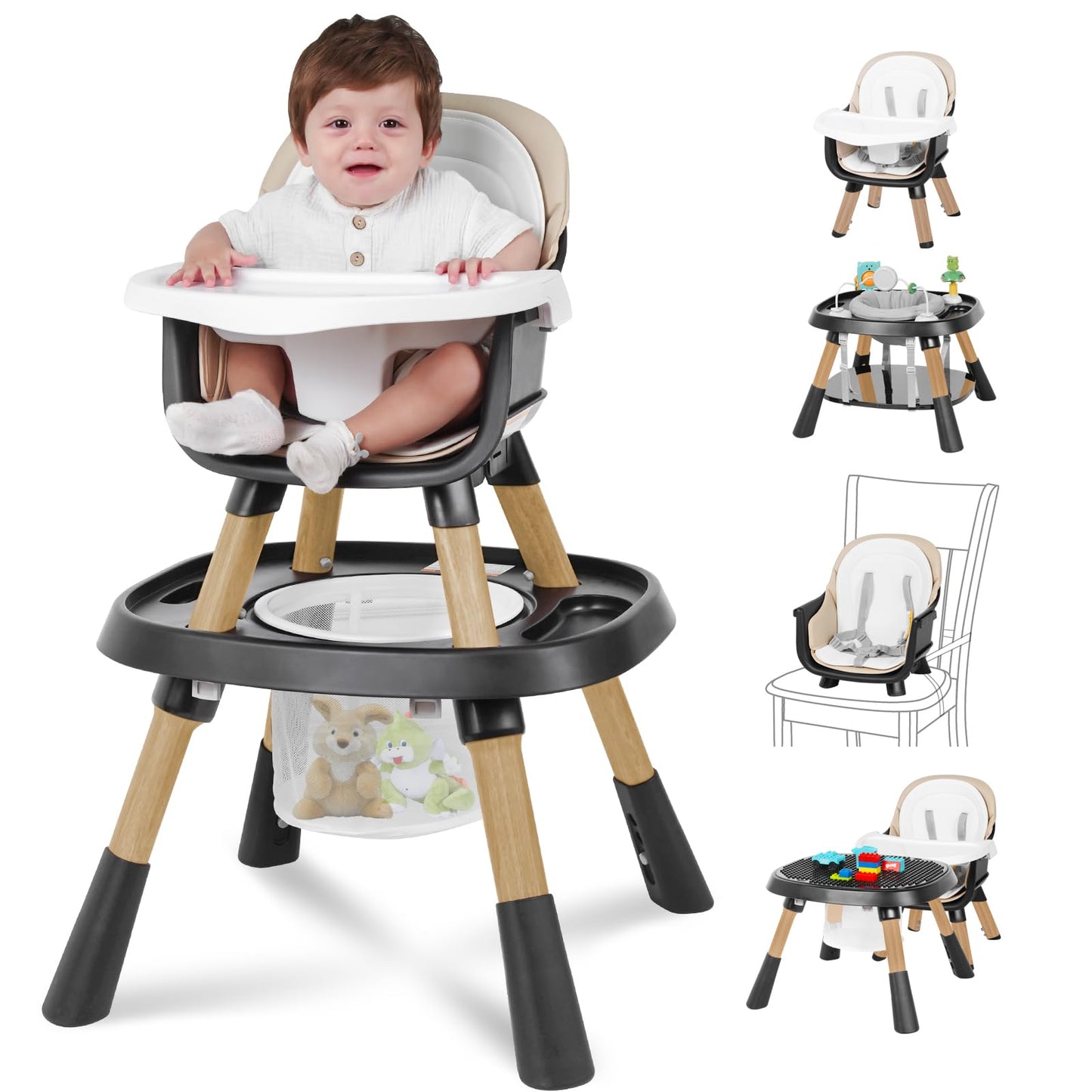 Baby High Chair, 15 in 1 Convertible High Chairs for Babies and Toddlers, Easy Clean High Chair for Baby, Baby Feeding Chair for