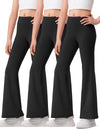 HASMES 3 Pack Girls Flare Leggings Kids Bell Bottom High Waisted Dance Yoga Pants Activewear, Black+black+black, 1112 Years
