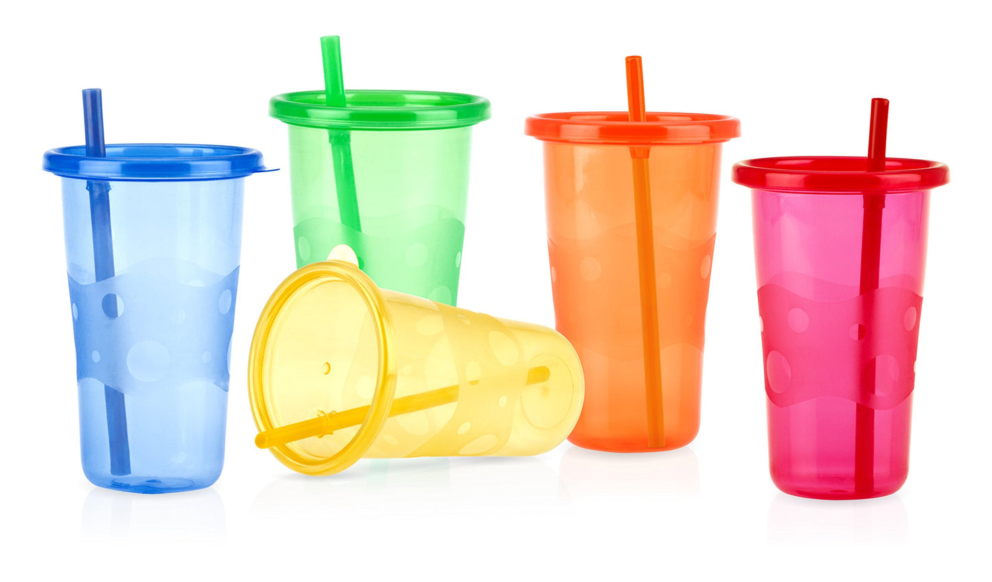 Nuby 4-Pack Stackable Wash or Toss Straw Cups, Multi, One Size