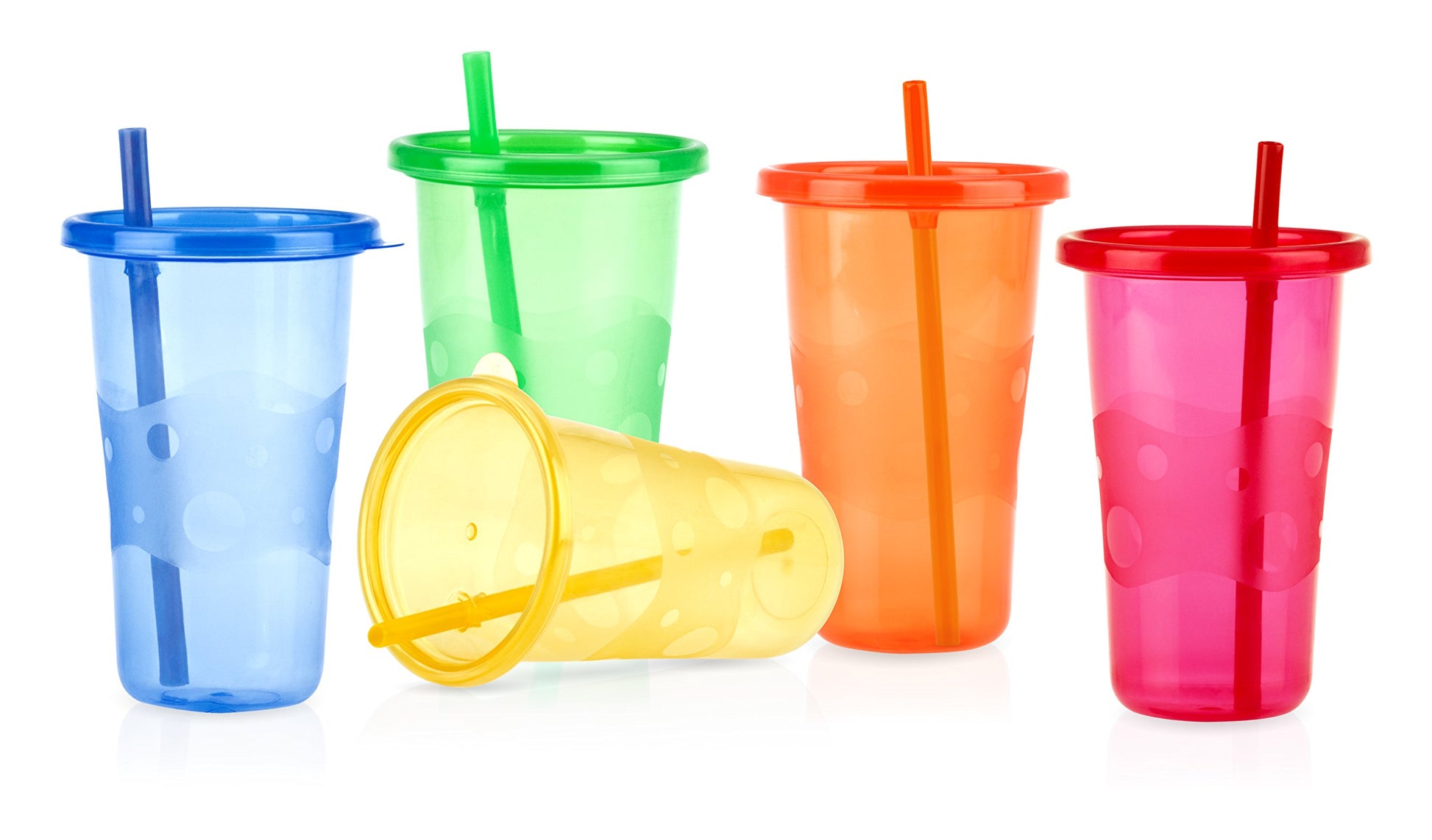 Nuby 4-Pack Stackable Wash or Toss Straw Cups, Multi, One Size