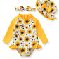 Baby Girl Swimsuit 12-18 Months 18 Month Swimsuit Girl Long Sleeve Swimsuit Ruffle One-Piece Rash Guard Yellow Sunflower Baby Ba